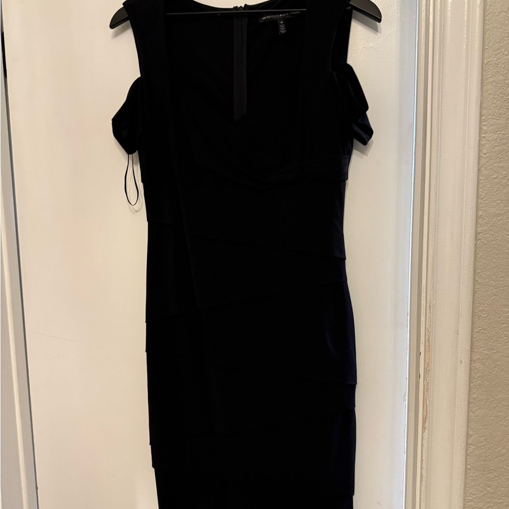 White House Black Market Blue Sheath Mini Dress Square Neck Sleeveless